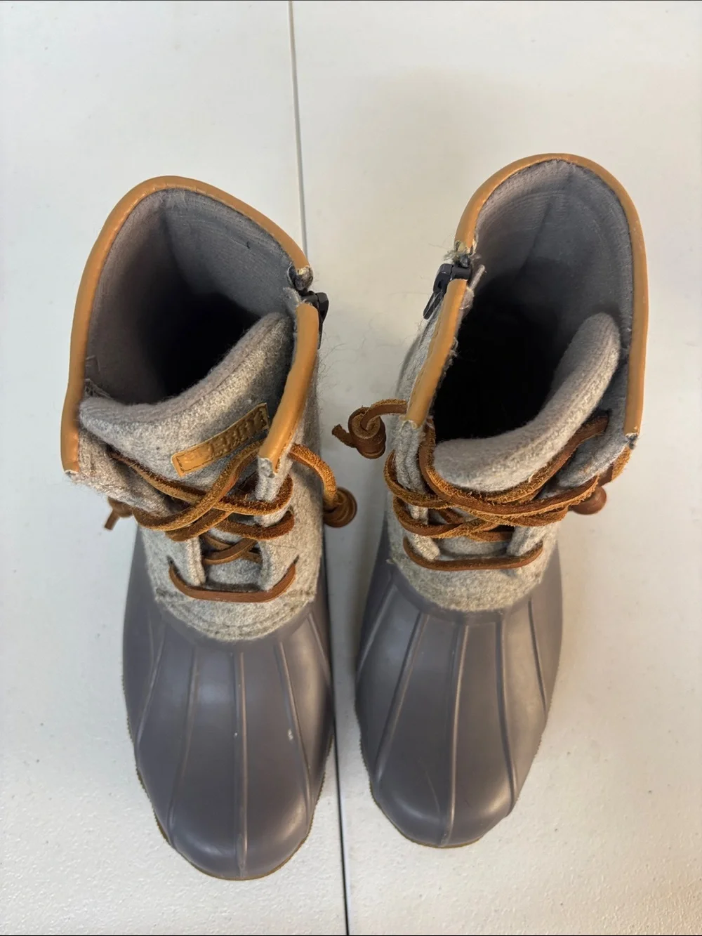 Sperry Kids Gray and Tan Waterproof Duck Boots